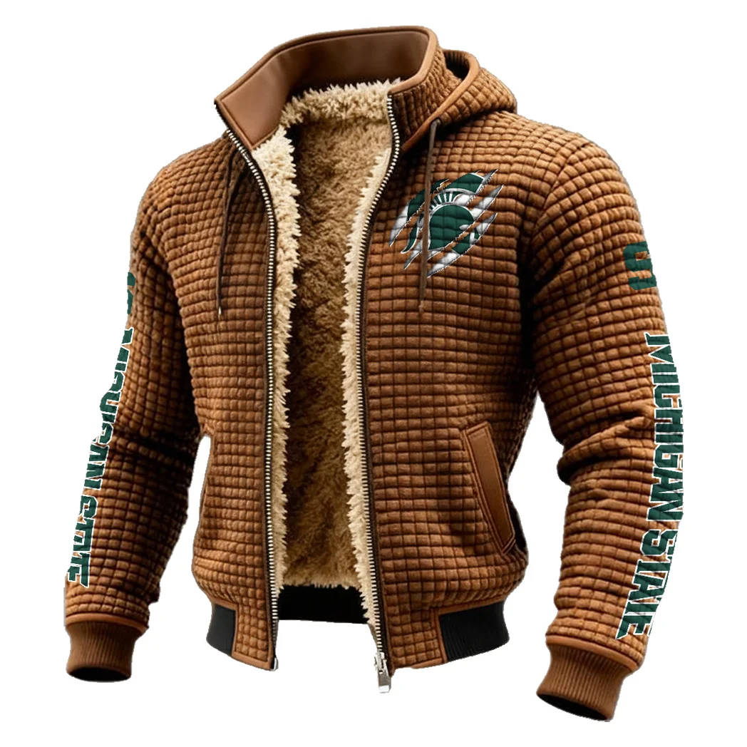 The MSU Elite Fleece-Lined Hooded Jacket, Deep Winter Insulated Hoody HVN1441MS - brown - Image 2