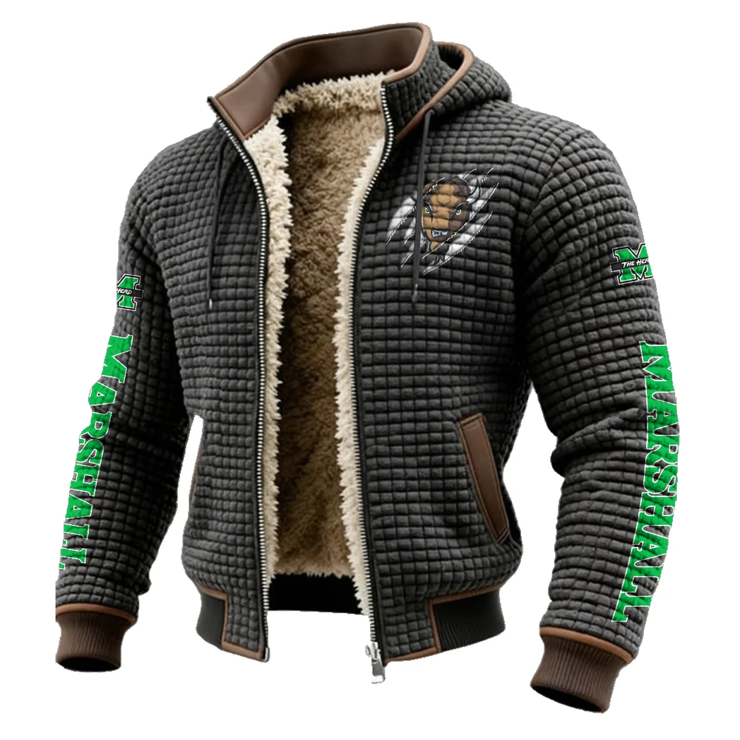 The Marshall Spirit Fleece-Lined Hooded Jacket, Thermal Core Fleece Jacket HVN1441MT - Grey - Image 2
