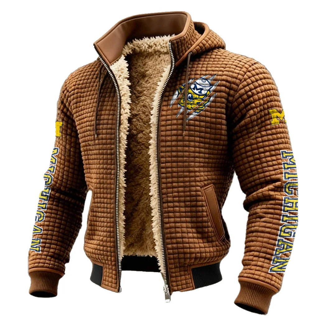 Team 145 Fleece-Lined Hooded Jacket, Heavyweight Cozy Sport Shell HVN1441MW - brown - Image 2