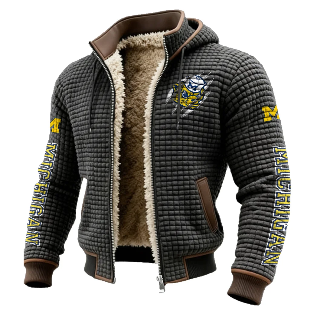 Team 145 Fleece-Lined Hooded Jacket, Heavyweight Cozy Sport Shell HVN1441MW - Grey - Image 2