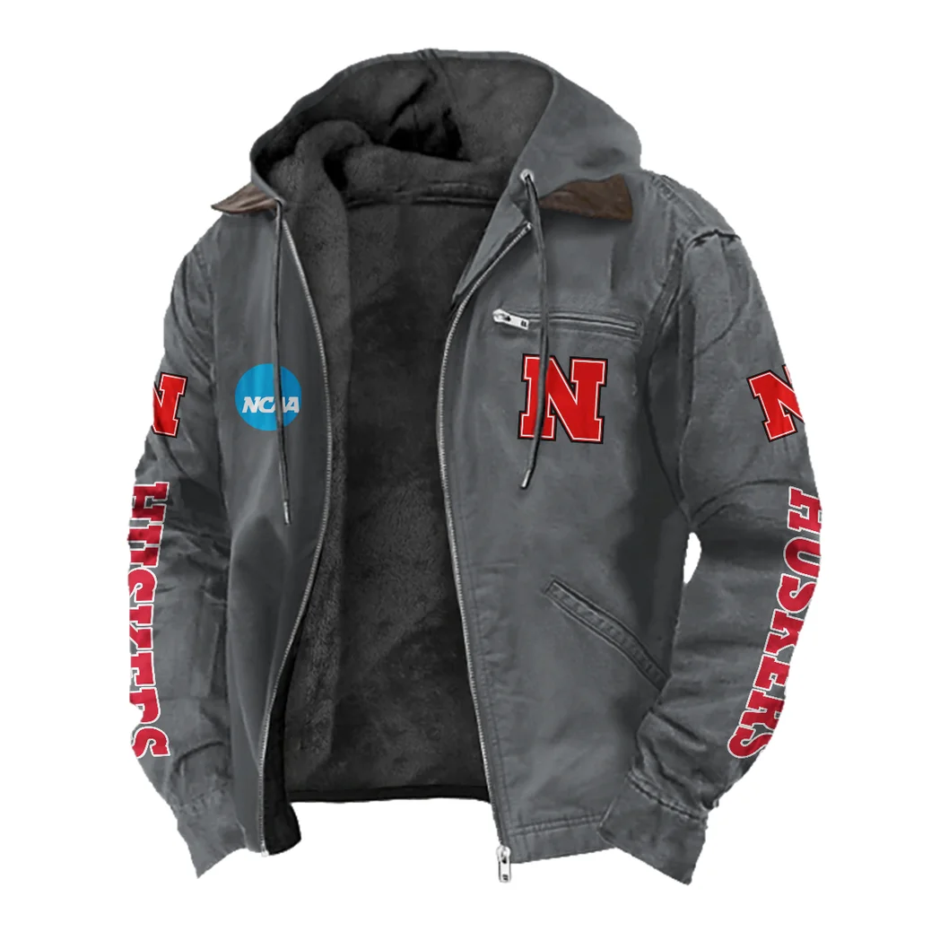The Cornhuskers Flannel Hoodie, Everyday Supporter Hooded Flannel HVN1441NC - Gray - Image 2
