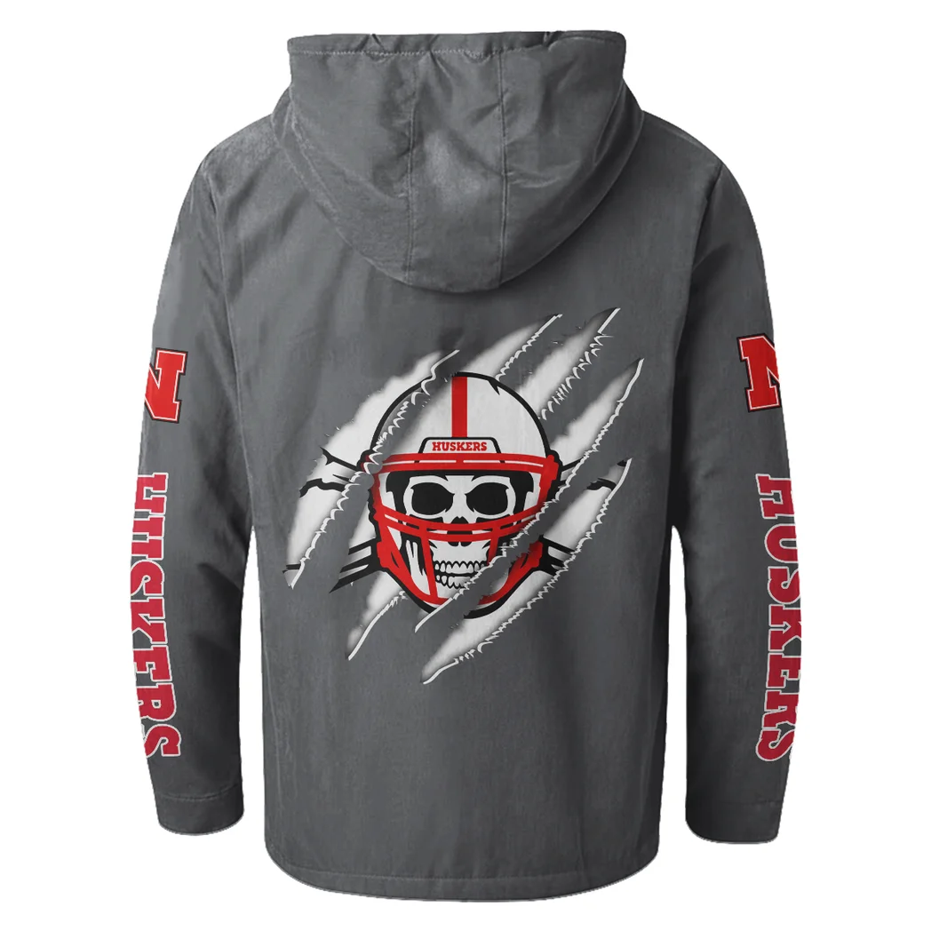 The Cornhuskers Flannel Hoodie, Everyday Supporter Hooded Flannel HVN1441NC - Gray - Image 3
