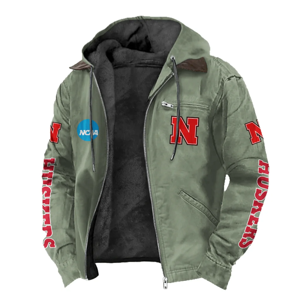 The Cornhuskers Flannel Hoodie, Everyday Supporter Hooded Flannel HVN1441NC - Light Green - Image 2