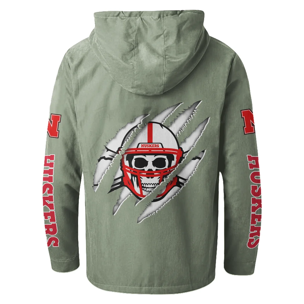 The Cornhuskers Flannel Hoodie, Everyday Supporter Hooded Flannel HVN1441NC - Light Green - Image 3