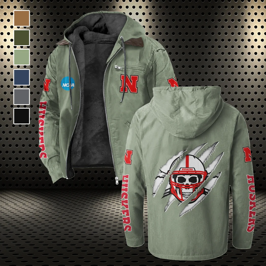 The Cornhuskers Flannel Hoodie, Everyday Supporter Hooded Flannel HVN1441NC - Light Green