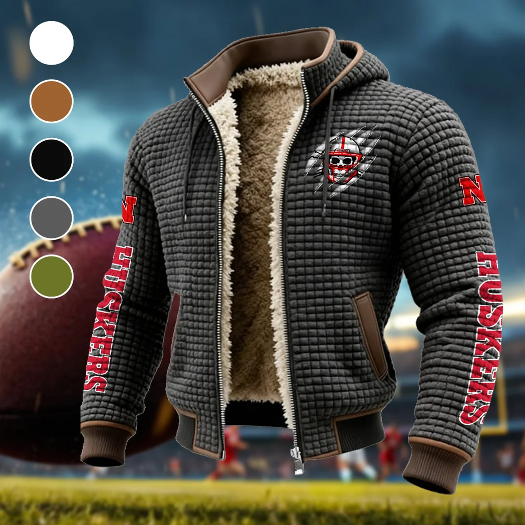 The Cornhuskers Fleece-Lined Hooded Jacket, Brushed Interior Winter Jacket HVN1441NC - Grey