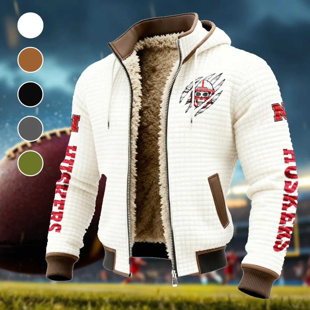 The Cornhuskers Fleece-Lined Hooded Jacket, Brushed Interior Winter Jacket HVN1441NC - White