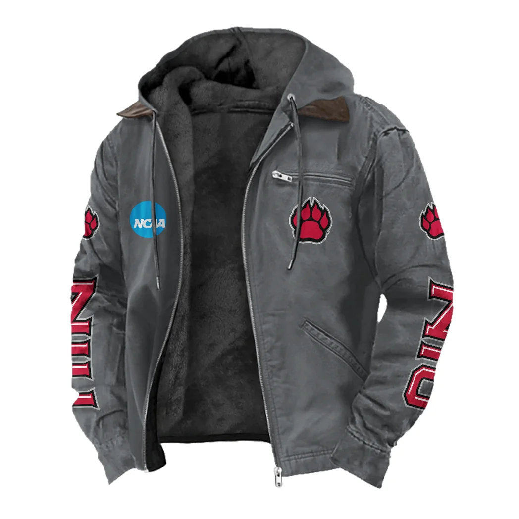 The Huskie Pride Flannel Hoodie, Cold Game Day Hoodie HVN1441NI - Gray - Image 2