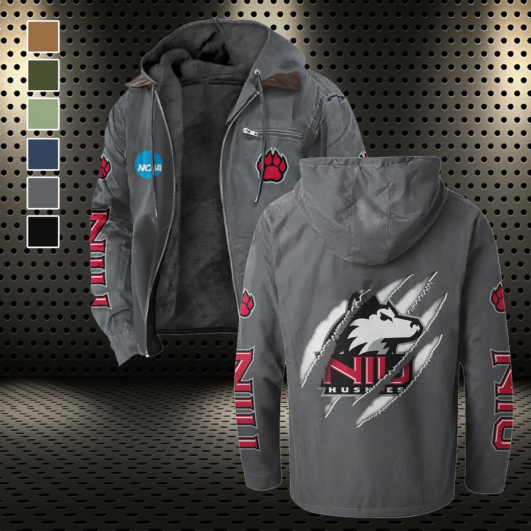 The Huskie Pride Flannel Hoodie, Cold Game Day Hoodie HVN1441NI - Gray