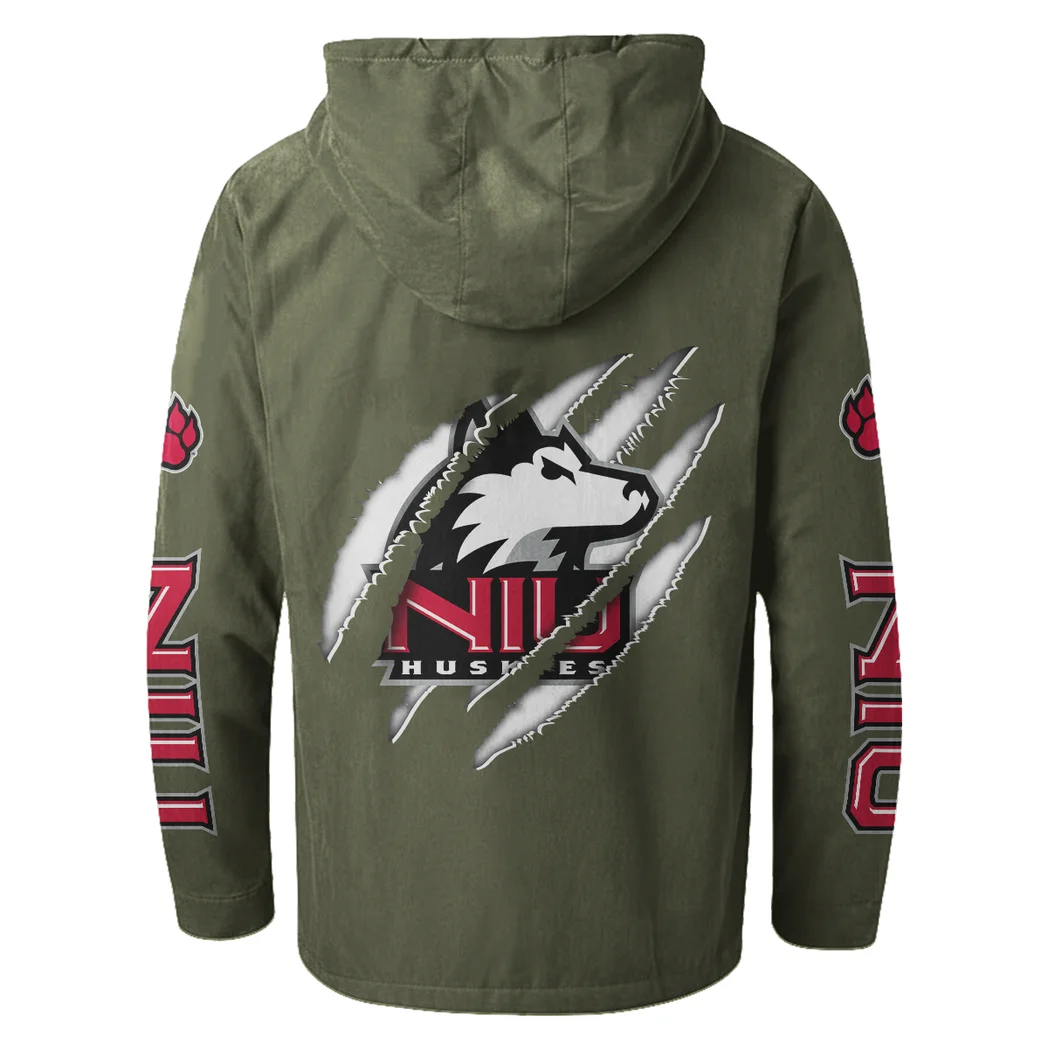 The Huskie Pride Flannel Hoodie, Cold Game Day Hoodie HVN1441NI - Green - Image 3