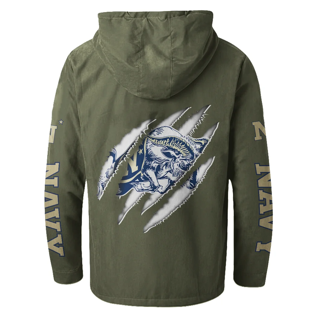 The Midshipmen Elite Flannel Hoodie, Supporter Spirit Hooded Flannel HVN1441NM - Green - Image 3