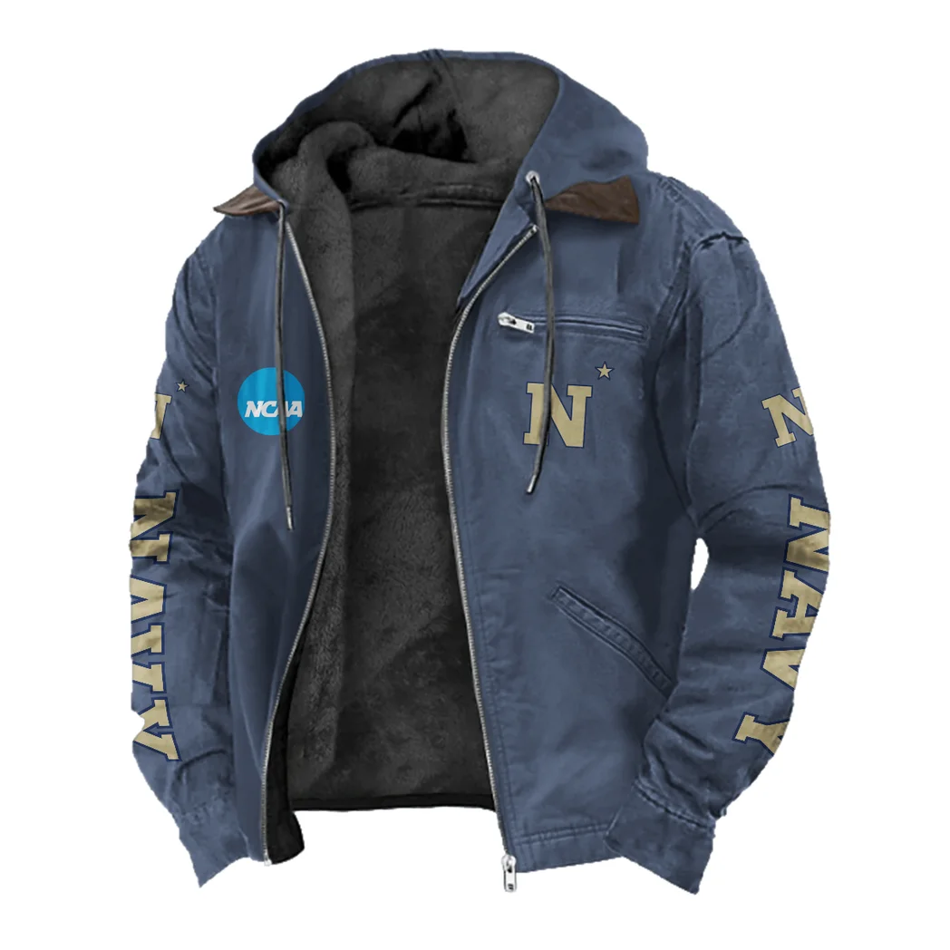 The Midshipmen Elite Flannel Hoodie, Supporter Spirit Hooded Flannel HVN1441NM - Navy Blue - Image 2