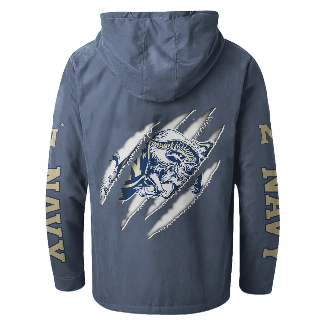 The Midshipmen Elite Flannel Hoodie, Supporter Spirit Hooded Flannel HVN1441NM - Navy Blue - Image 3