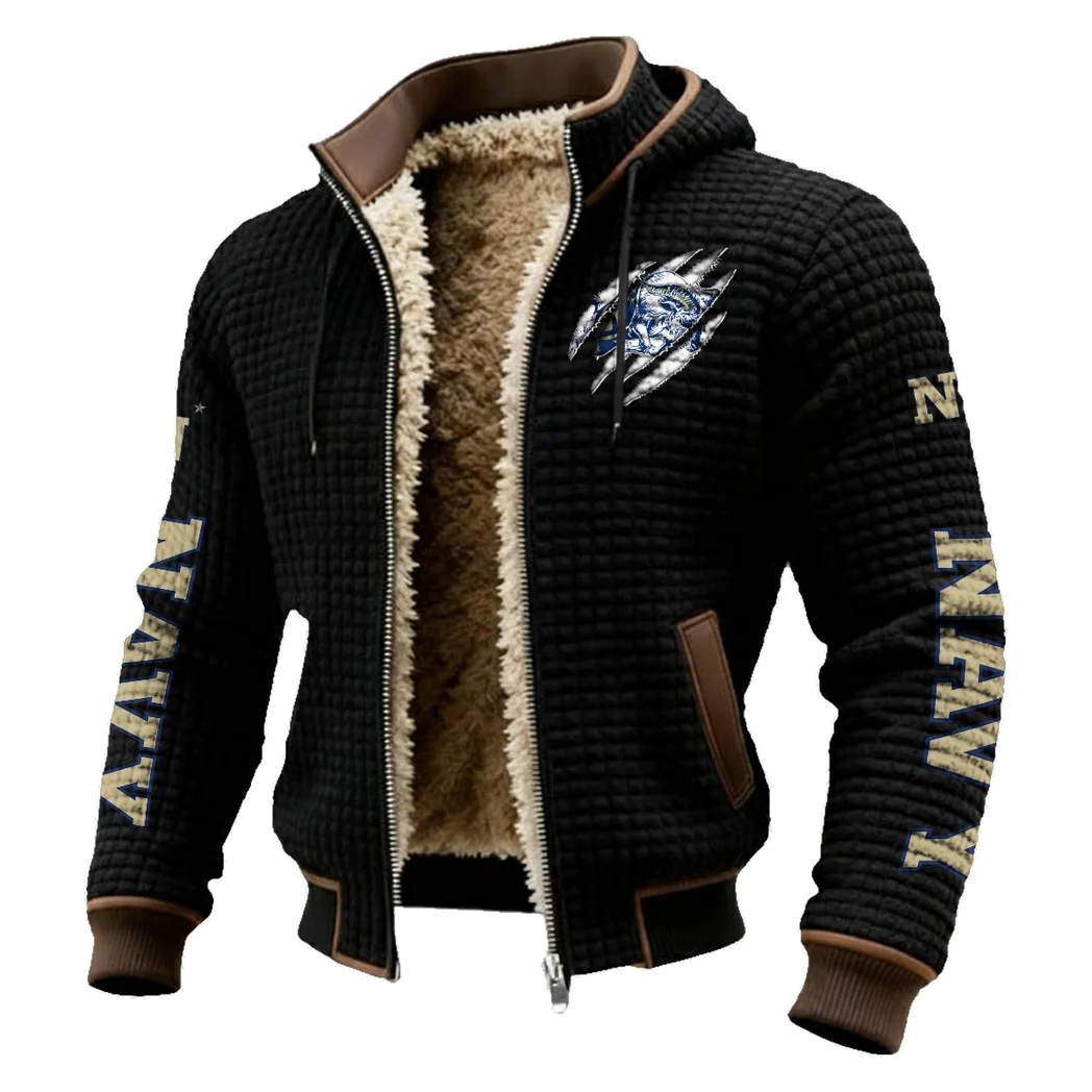 The Midshipmen Elite Fleece-Lined Hooded Jacket, Soft-Touch Thermal Outerwear HVN1441NM - Black - Image 2