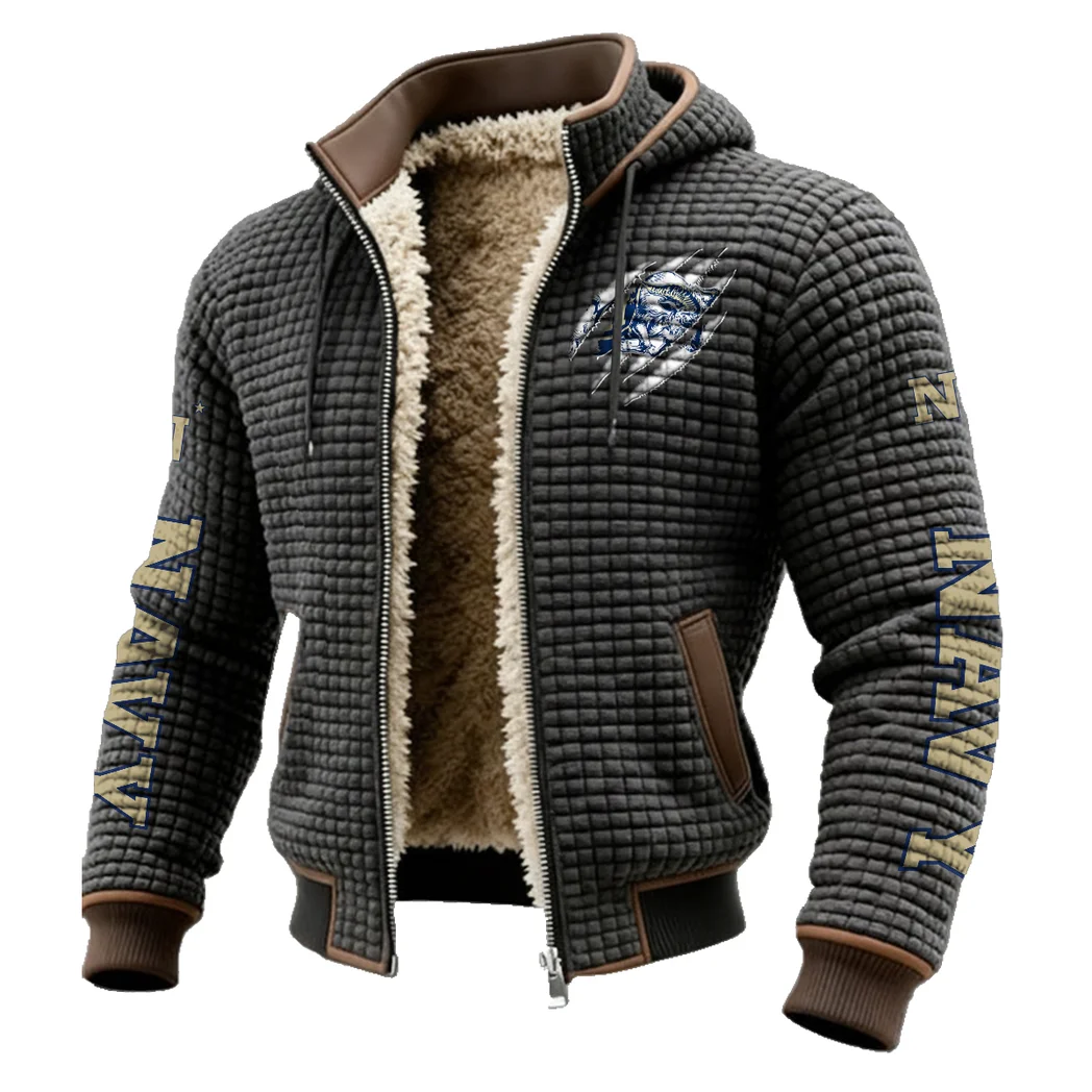 The Midshipmen Elite Fleece-Lined Hooded Jacket, Soft-Touch Thermal Outerwear HVN1441NM - Grey - Image 2