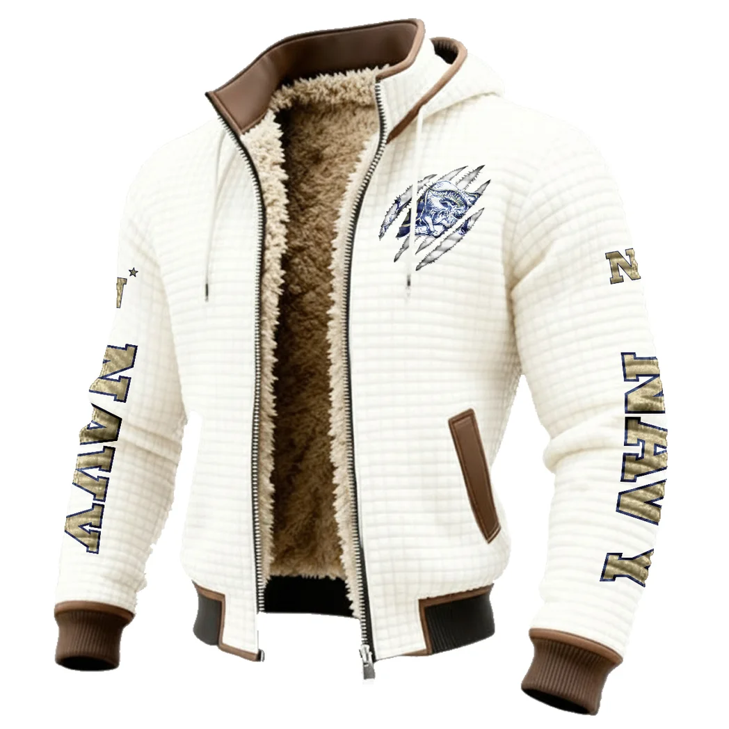 The Midshipmen Elite Fleece-Lined Hooded Jacket, Soft-Touch Thermal Outerwear HVN1441NM - White - Image 2