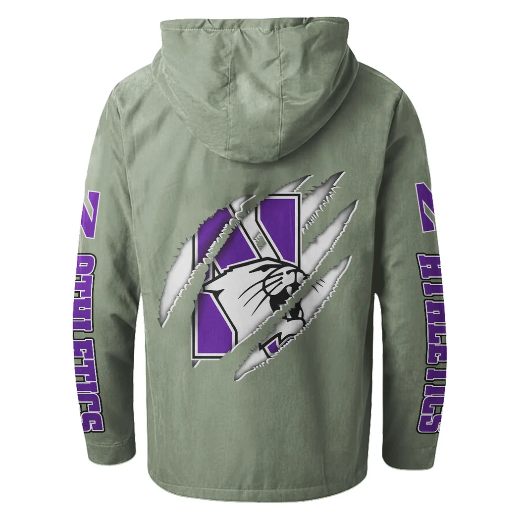 The Wildcat Ambush Flannel Hoodie, All-Season Fan Hoodie HVN1441NW - Light Green - Image 3