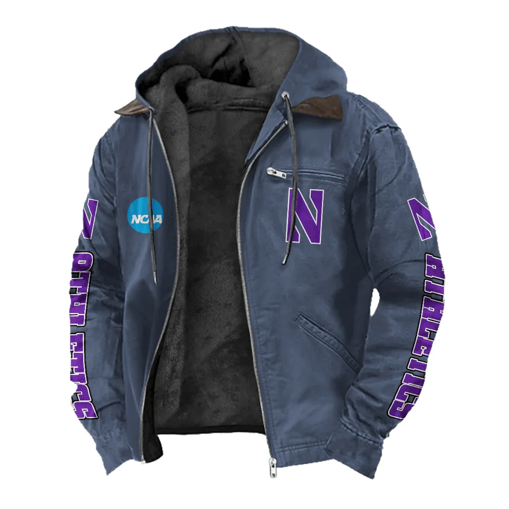 The Wildcat Ambush Flannel Hoodie, All-Season Fan Hoodie HVN1441NW - Navy Blue - Image 2