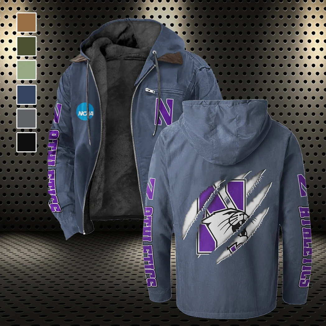 The Wildcat Ambush Flannel Hoodie, All-Season Fan Hoodie HVN1441NW - Navy Blue