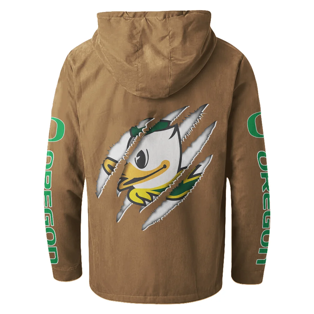 The Duck Power Flannel Hoodie, Bold Supporter Flannel Hoodie HVN1441OD - Camel - Image 3
