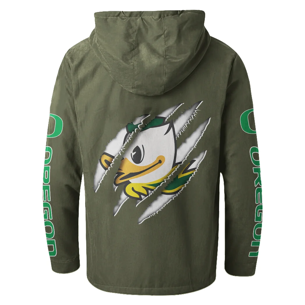 The Duck Power Flannel Hoodie, Bold Supporter Flannel Hoodie HVN1441OD - Green - Image 3