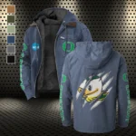 The Duck Power Flannel Hoodie, Bold Supporter Flannel Hoodie HVN1441OD - Navy Blue