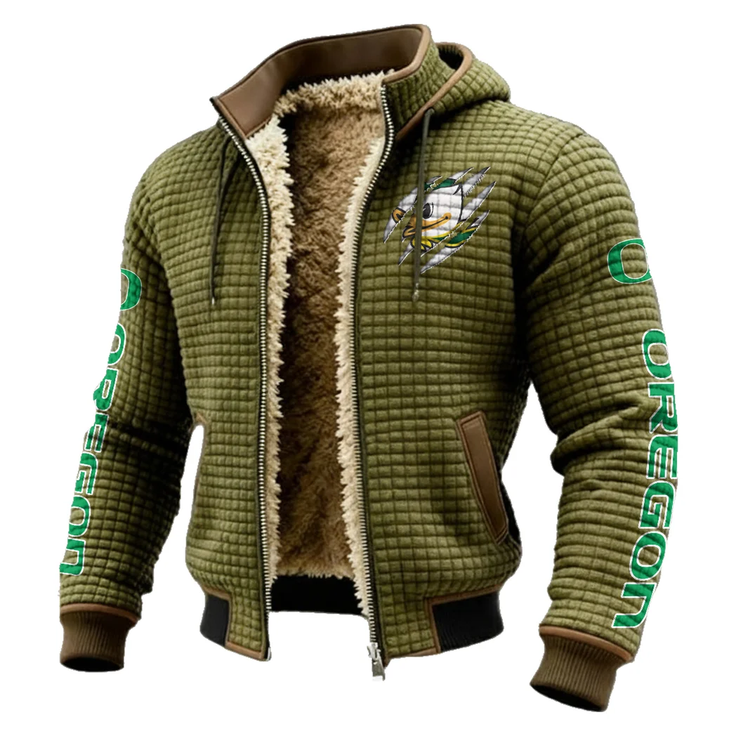 The Duck Power Fleece-Lined Hooded Jacket, Deep Winter Insulated Hoody HVN1441OD - Green - Image 2