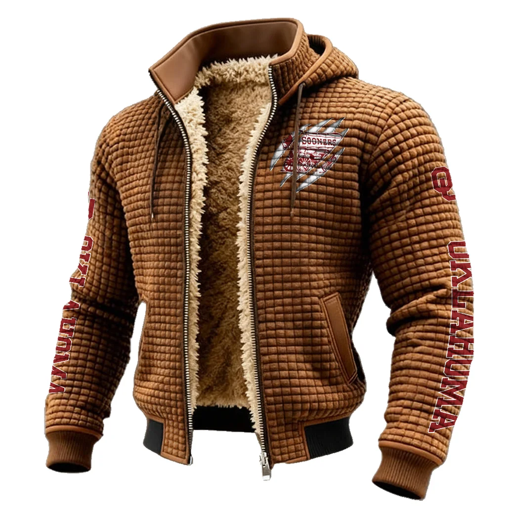 The Sooner Force Fleece-Lined Hooded Jacket, Ultra-Soft Plush Lined Jacket HVN1441OS - brown - Image 2