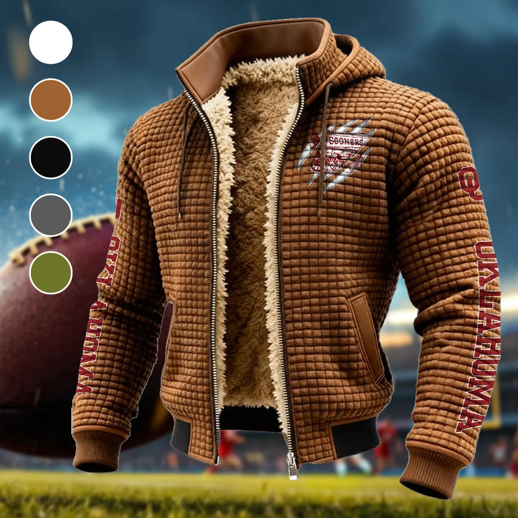 The Sooner Force Fleece-Lined Hooded Jacket, Ultra-Soft Plush Lined Jacket HVN1441OS - brown