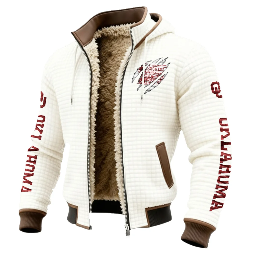 The Sooner Force Fleece-Lined Hooded Jacket, Ultra-Soft Plush Lined Jacket HVN1441OS - White - Image 2