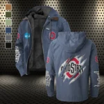 The Ohio State Power Flannel Hoodie, Fan Pride Hooded Flannel HVN1441OS - Navy Blue