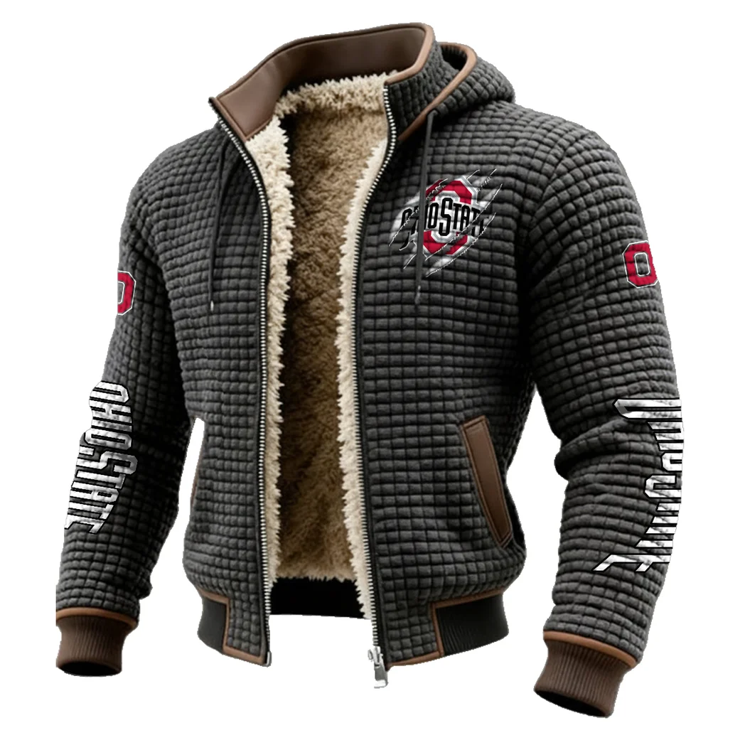 The Ohio State Power Fleece-Lined Hooded Jacket, Thermal Core Fleece Jacket HVN1441OS - Grey - Image 2
