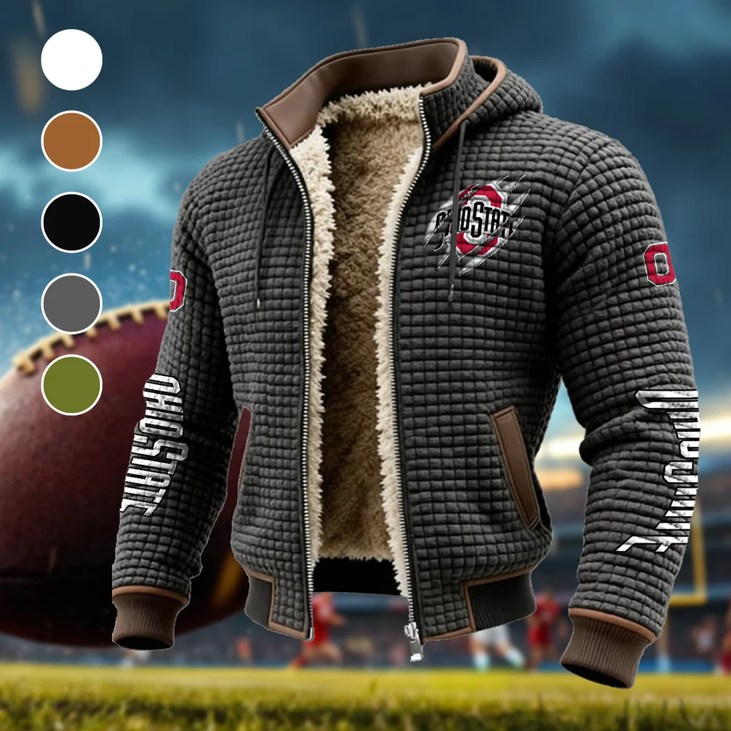 The Ohio State Power Fleece-Lined Hooded Jacket, Thermal Core Fleece Jacket HVN1441OS - Grey