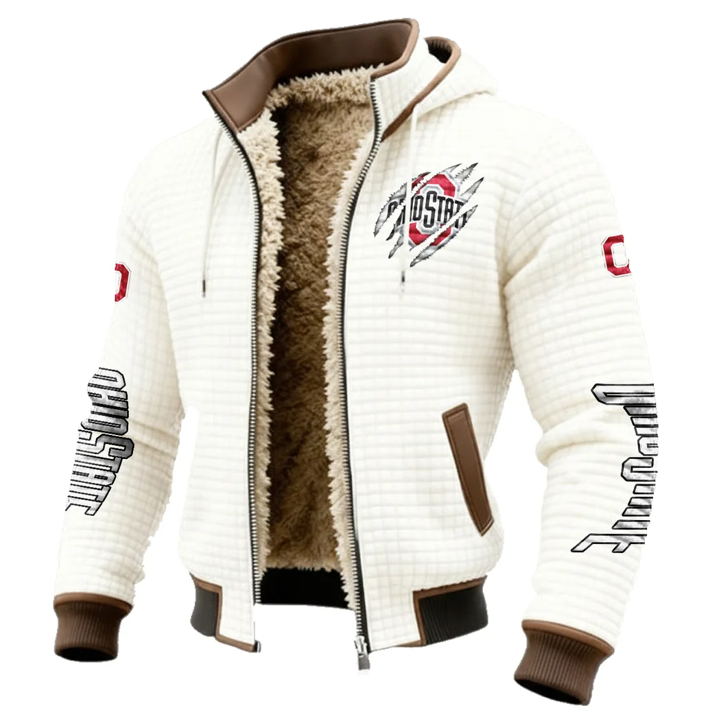 The Ohio State Power Fleece-Lined Hooded Jacket, Thermal Core Fleece Jacket HVN1441OS - White - Image 2
