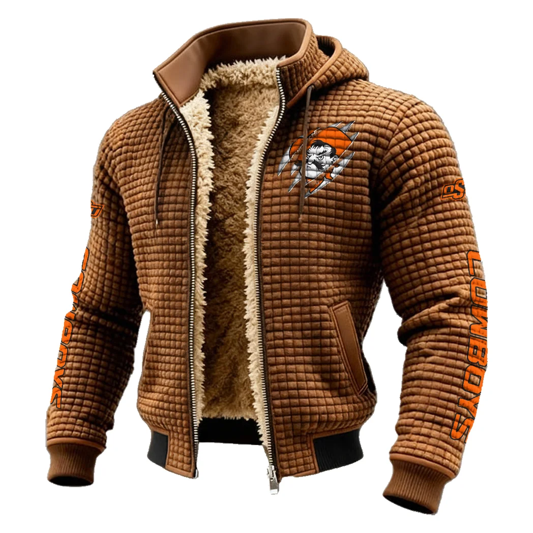 The Cowboys Fleece-Lined Hooded Jacket, Brushed Interior Winter Jacket HVN1441OS - brown - Image 2