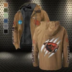 The Beaver Pride Flannel Hoodie, Rugged Sport Flannel Hoodie HVN1441OS - Camel