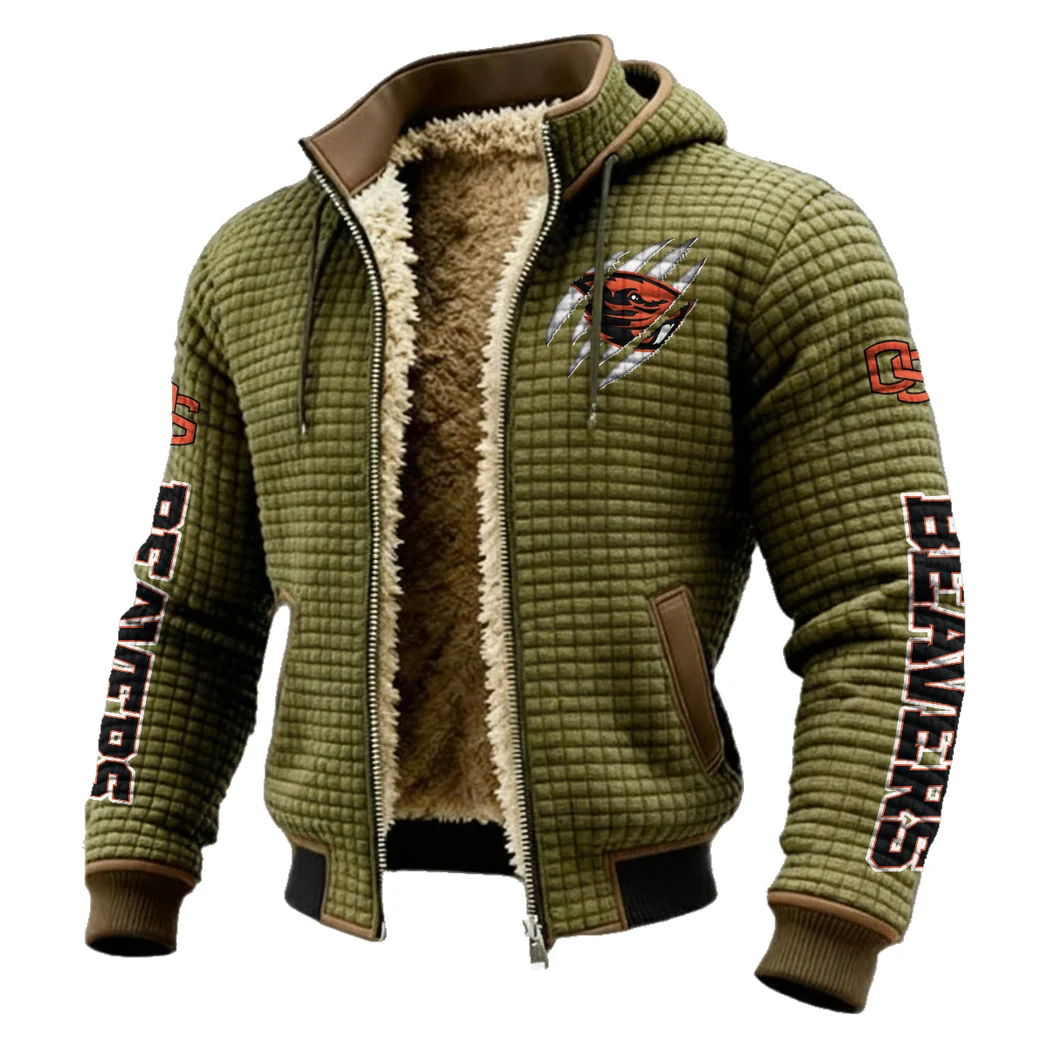 The Beaver Pride Fleece-Lined Hooded Jacket, Heavyweight Cozy Sport Shell HVN1441OS - Green - Image 2