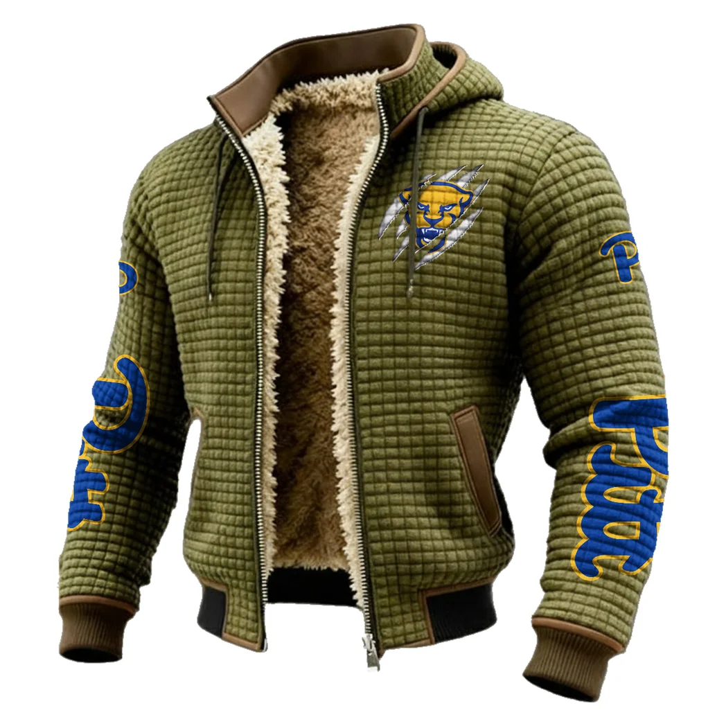 The Panther Ambush Fleece-Lined Hooded Jacket, Premium Bonded Fleece Jacket HVN1441PP - Green - Image 2