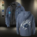 The Lion Power Flannel Hoodie, Bold Supporter Flannel Hoodie HVN1441PS - Navy Blue