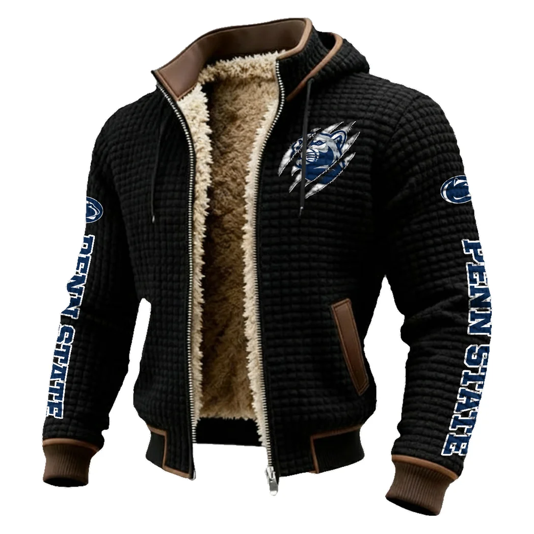The Lion Power Fleece-Lined Hooded Jacket, Breathable Warmth Sport Jacket HVN1441PS - Black - Image 2