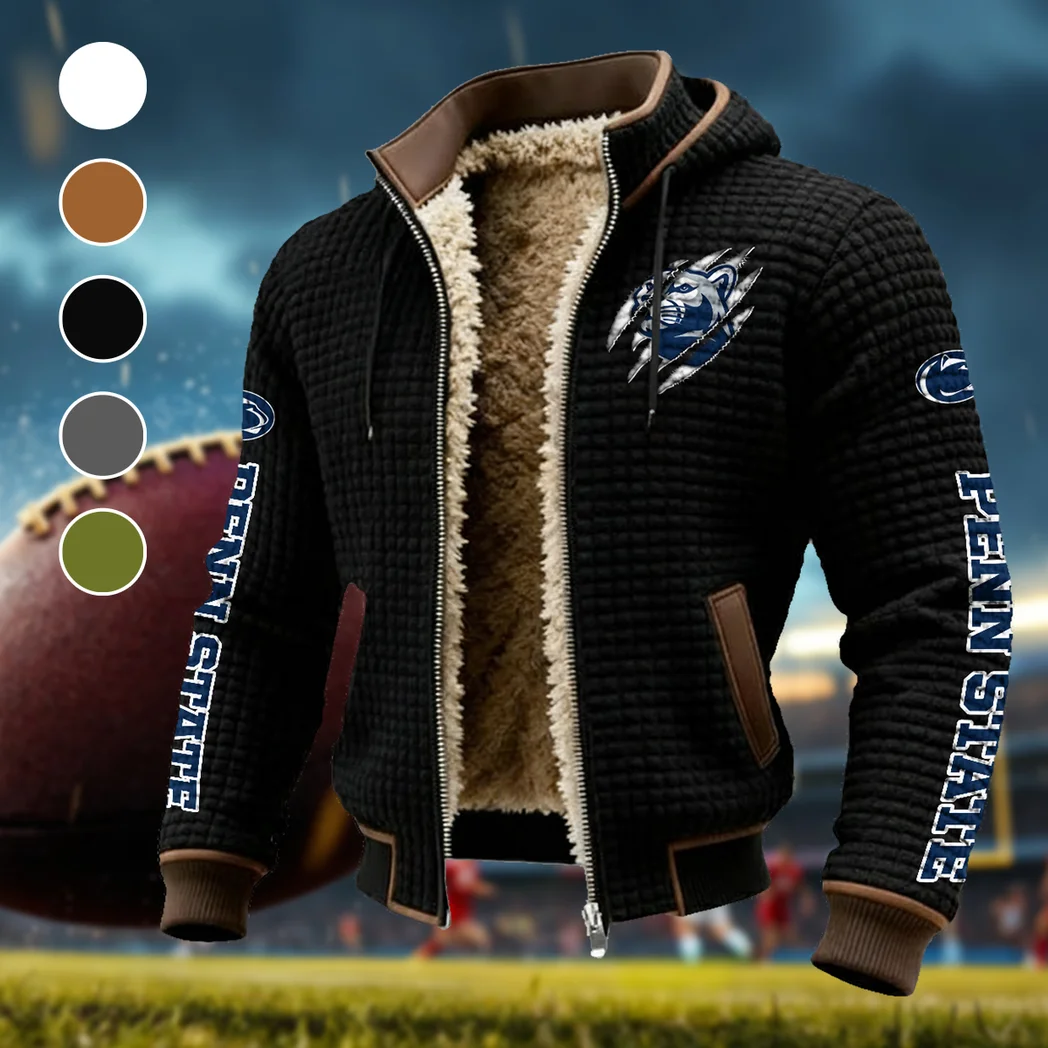 The Lion Power Fleece-Lined Hooded Jacket, Breathable Warmth Sport Jacket HVN1441PS - Black