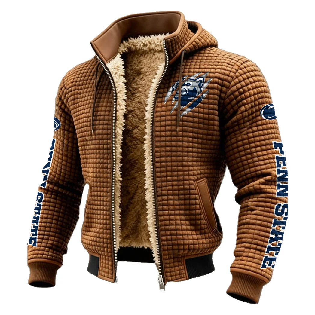 The Lion Power Fleece-Lined Hooded Jacket, Breathable Warmth Sport Jacket HVN1441PS - brown - Image 2