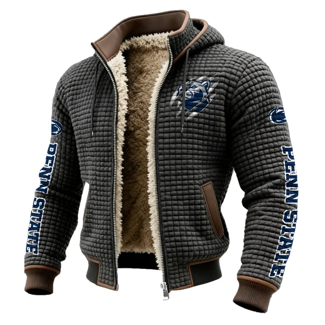 The Lion Power Fleece-Lined Hooded Jacket, Breathable Warmth Sport Jacket HVN1441PS - Grey - Image 2