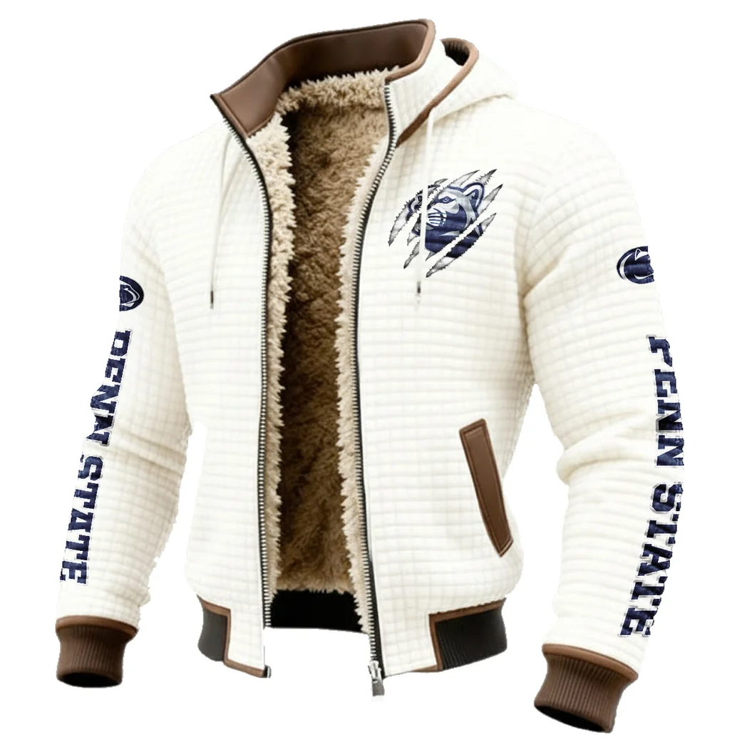 The Lion Power Fleece-Lined Hooded Jacket, Breathable Warmth Sport Jacket HVN1441PS - White - Image 2
