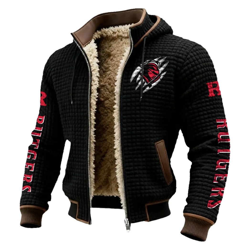 The Rutgers Spirit Fleece-Lined Hooded Jacket, Soft-Touch Thermal Outerwear HVN1441RS - Black - Image 2