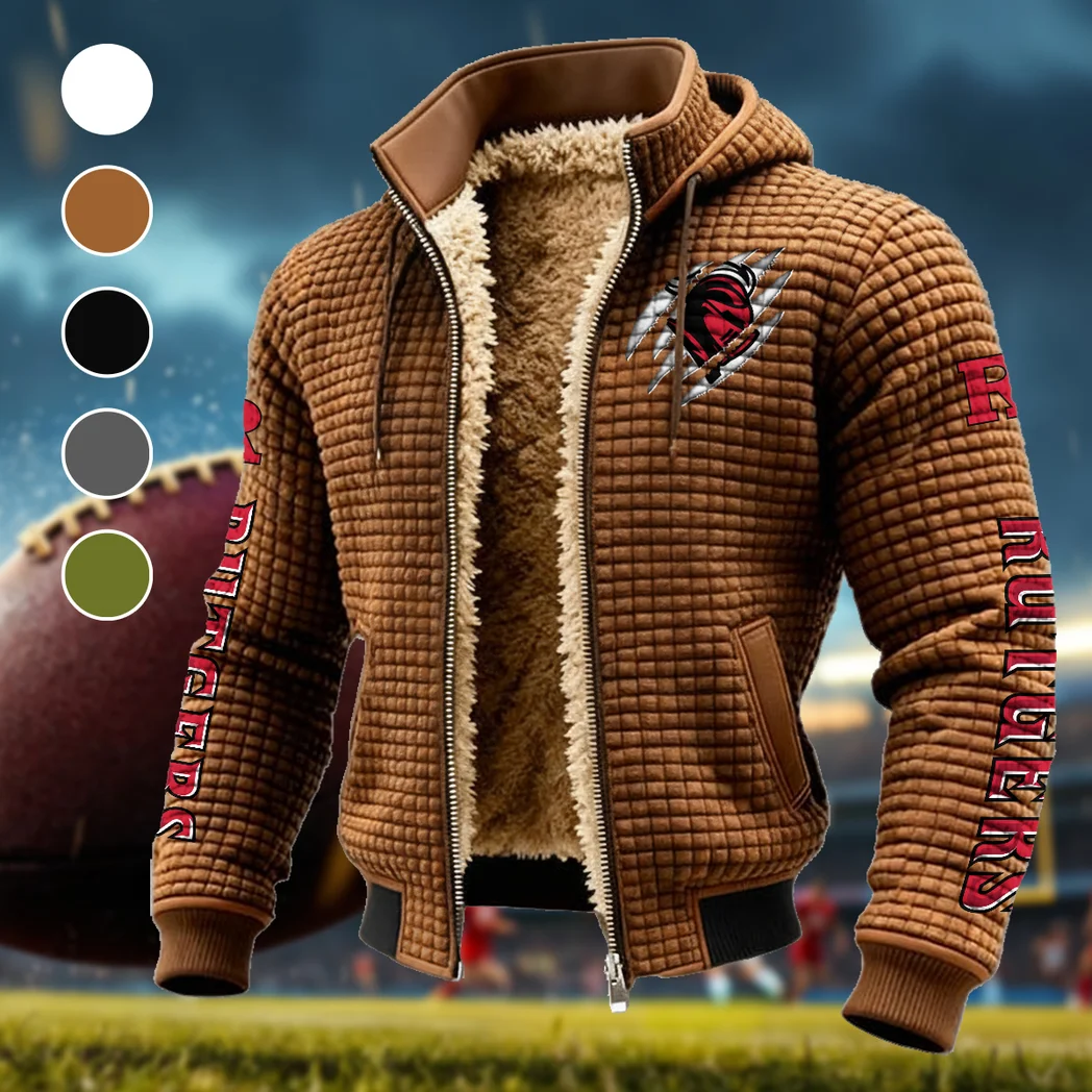 The Rutgers Spirit Fleece-Lined Hooded Jacket, Soft-Touch Thermal Outerwear HVN1441RS - brown