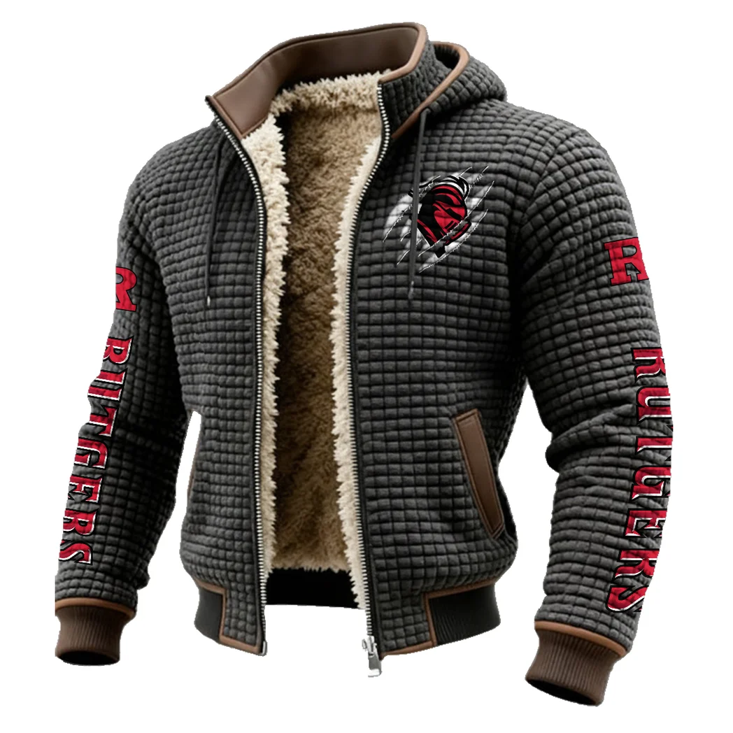 The Rutgers Spirit Fleece-Lined Hooded Jacket, Soft-Touch Thermal Outerwear HVN1441RS - Grey - Image 2