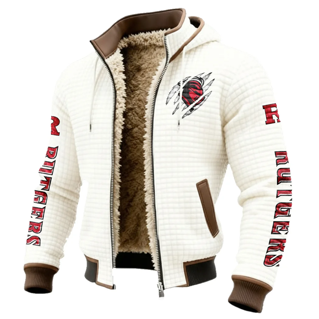 The Rutgers Spirit Fleece-Lined Hooded Jacket, Soft-Touch Thermal Outerwear HVN1441RS - White - Image 2