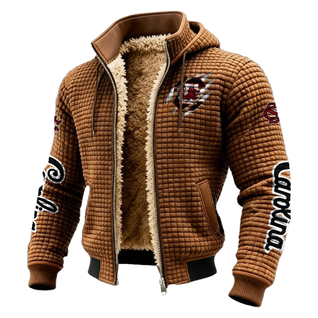 Columbia’s Finest Fleece-Lined Hooded Jacket, Modern Athletic Hybrid Parka HVN1441SC - brown - Image 2
