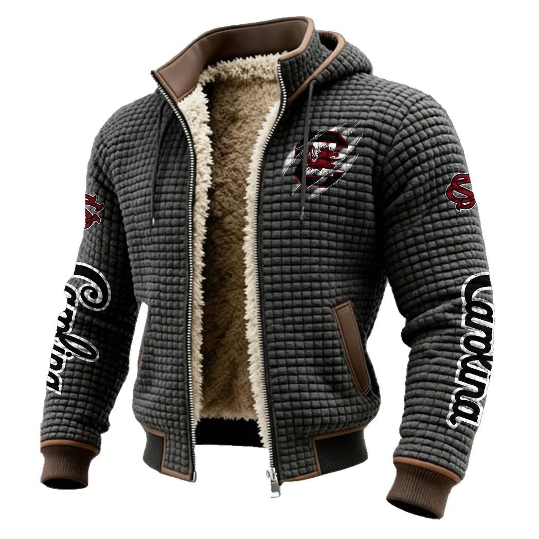 Columbia’s Finest Fleece-Lined Hooded Jacket, Modern Athletic Hybrid Parka HVN1441SC - Grey - Image 2